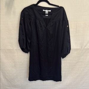 Diane Von Furstenberg Black Puff Sleeve Blouse